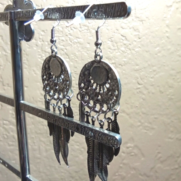 Feather Dream Catcher Hook Earrings - Picture 5 of 7